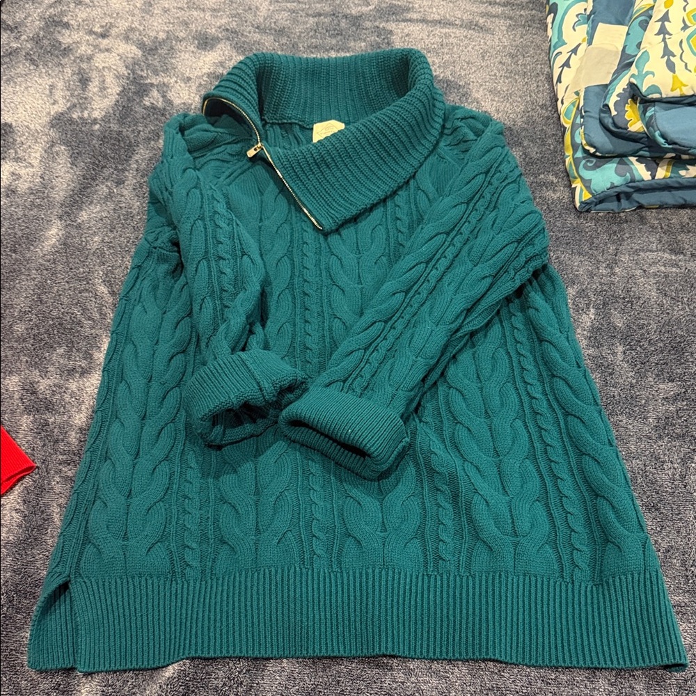 Teal Cable Knit Women's Sweater Tunic